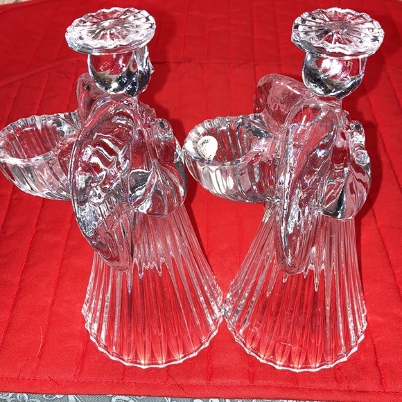 VTG Pr. 24% full lead crystal praying angels w/candleholders on back $25 - Picture 7 of 12
